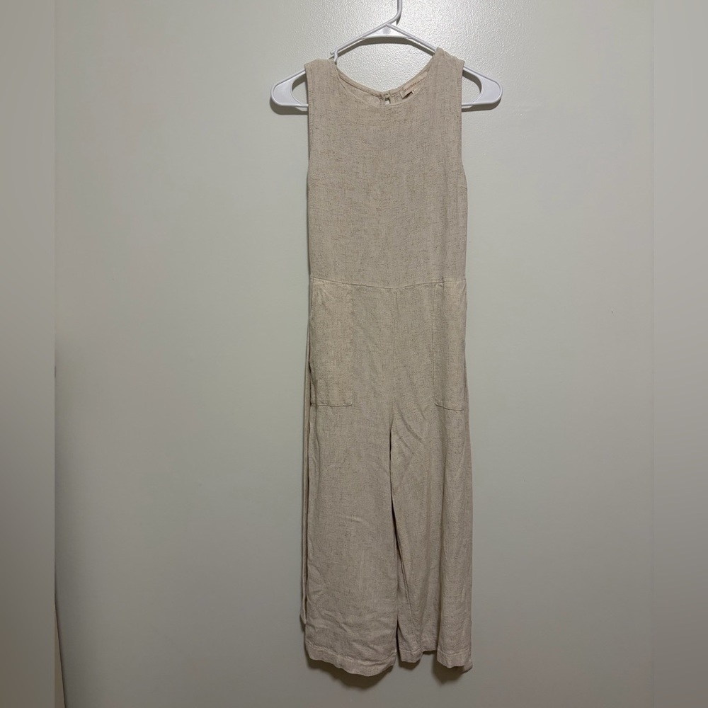 Monteau Los Angeles Linen Beige Jumper with Tie
